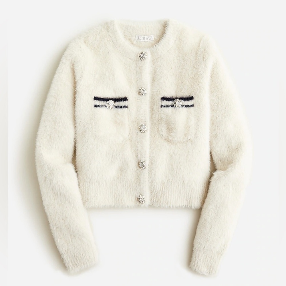 J. Crew Brushed Yarn Sweater Lady Jacket with Jeweled Buttons - XXS - like new!